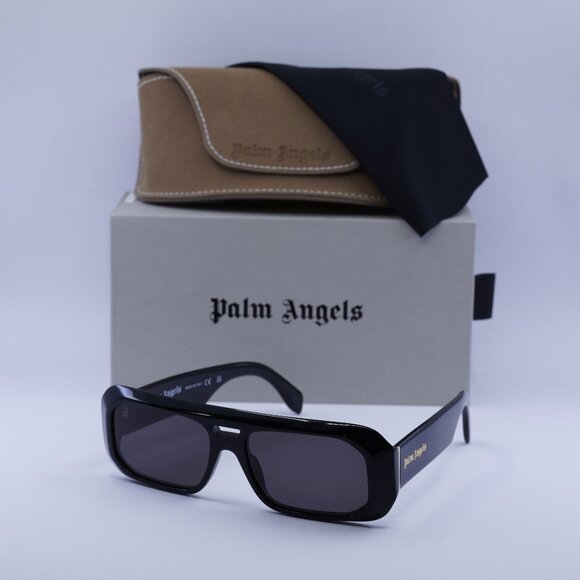 Palm Angels PERI102 WILLOW 1007 Rectangle Sunglasses - Black/Grey - Picture 1 of 9